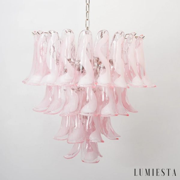 Lumiesta Procida - Lampa wisząca glamour, nikiel, różowa/biała do salonu, Ø65 cm