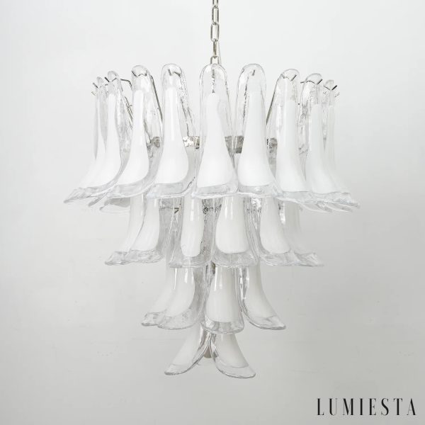 Lumiesta Procida - Lampa wisząca glamour, nikiel, różowa/biała do salonu, Ø65 cm
