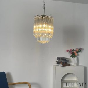 Puro lampa wisząca nikiel szkło, detal połączenia klosza z oprawą