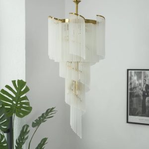 Ravello - złota lampa wisząca ze szkłem, detal metalowej konstrukcji