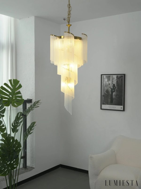 Ravello - lampa wisząca glamour ze szkłem i złotą ramą
