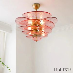 Rialto - szklana lampa wisząca złota glamour z wieloma szklanymi panelami