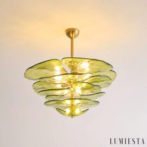 Rialto - szklana lampa wisząca złota glamour w pełnej sylwetce