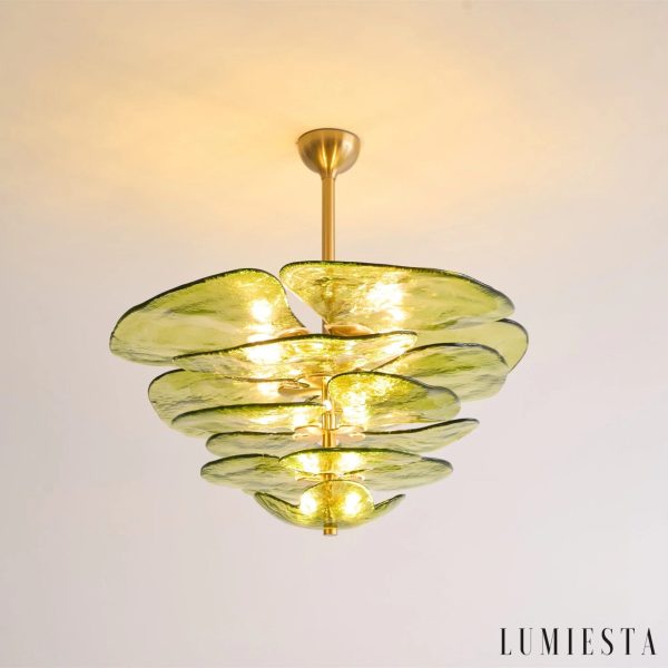 Rialto - szklana lampa wisząca złota glamour w pełnej sylwetce