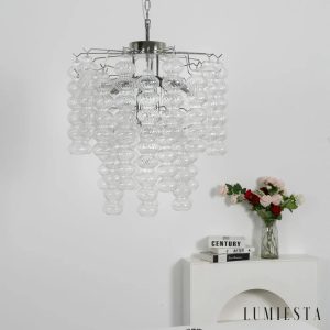 Ritmo - metalowy stelaż lampy wiszącej z półokrągłym układem szkła