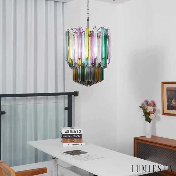Roccia - lampa wisząca niklowana z kolorowym szkłem, widok z boku