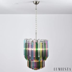 Roccia - lampa wisząca glamour z niklu i kolorowego szkła, pełny widok