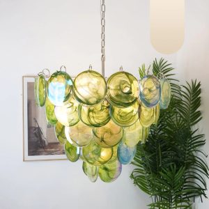 Lampa wisząca ze szkła zielona nikiel Sanremo - widok z przodu