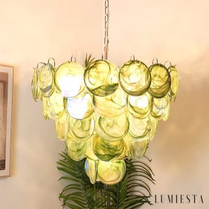Sanremo - lampa wisząca ze szkła zielona nikiel, widok pod innym kątem