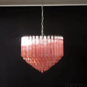 Sasso - glamour z niklową konstrukcją i różowymi szklanymi kloszami, widok z dołu