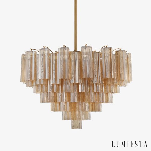 złota lampa wisząca ze szkła glamour Scintilla do salonu i jadalni