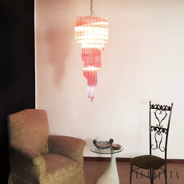 Scirocco - lampa wisząca glamour z kolorowym szkłem, boczny widok na profil