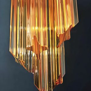 Scirocco - pełny widok lampy wiszącej glamour Ø40x100 cm z niklu i kolorowego szkła