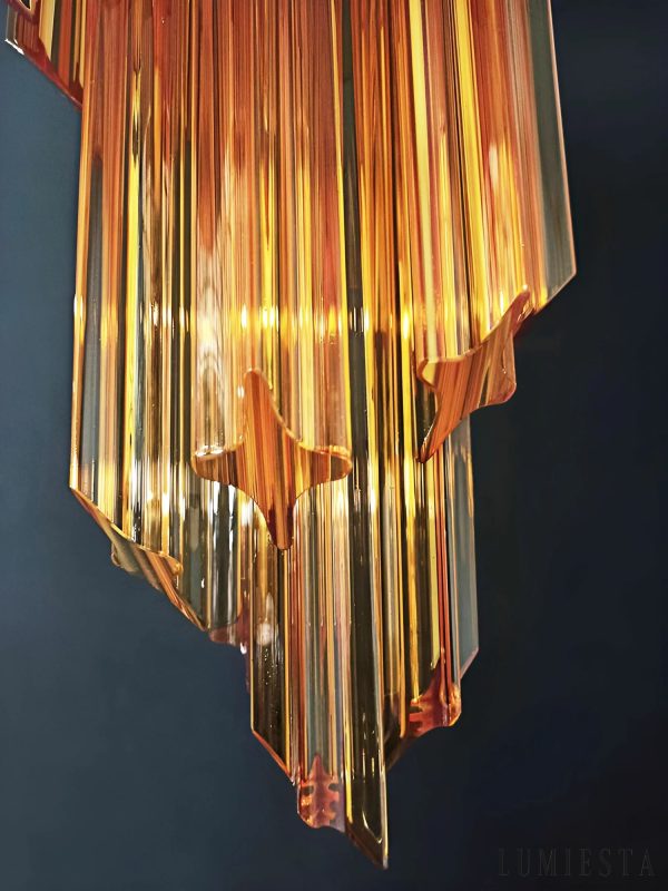 Scirocco - pełny widok lampy wiszącej glamour Ø40x100 cm z niklu i kolorowego szkła