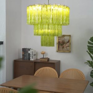 Sicilia - lampa wisząca metalowo szklana złota, widok z lekkiego skosu