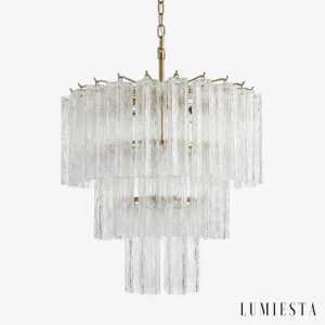 Lampa wisząca metalowo szklana złota Sicilia Ø65x60 cm - widok frontowy