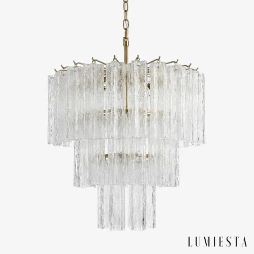 Lampa wisząca metalowo szklana złota Sicilia Ø65x60 cm - widok frontowy