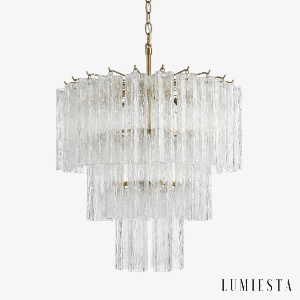 Lampa wisząca metalowo szklana złota Sicilia Ø65x60 cm - widok frontowy