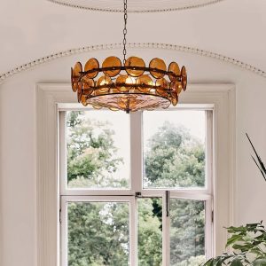 Sogno - złoty żyrandol szklany glamour, widok z dołu