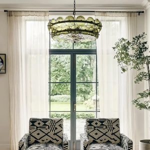 Sogno - złoty żyrandol szklany glamour, detale zawieszenia