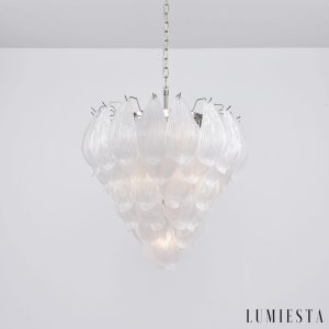 Lampa wisząca Solo z niklowanym wykończeniem i szklanym kloszem - ujęcie z przodu