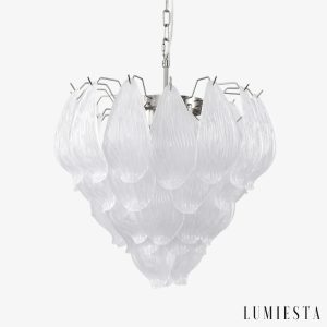 Lampa wisząca szklano-metalowa nikiel Solo do salonu - widok ogólny