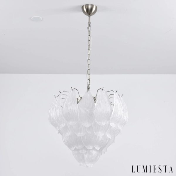 Solo - nowoczesna lampa wisząca szklano-metalowa w niklu, ujęcie pod kątem