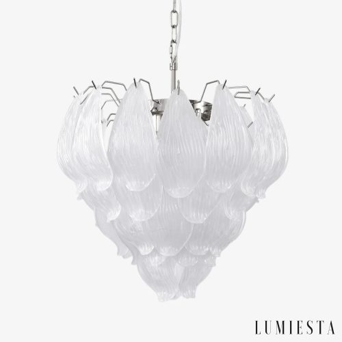 Lampa wisząca szklano-metalowa nikiel Solo do salonu - widok ogólny
