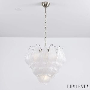 Solo - szklano-metalowa lampa wisząca nikiel, detal mocowania