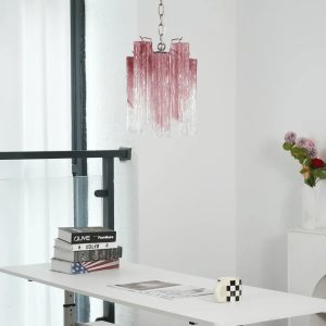 Sonetto - pełny widok lampy wiszącej ze szklanym kloszem i niklową oprawą