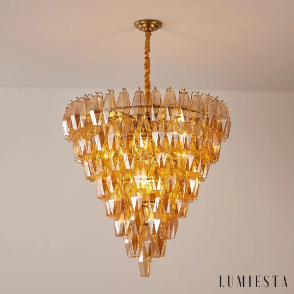 Stella - szklane elementy lampy wiszącej w ciepłym bursztynowym kolorze