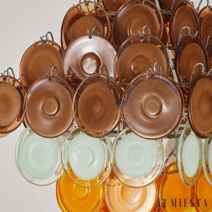 Suono - metalowa lampa wisząca nikiel i brąz, detal ramienia oraz mocowania