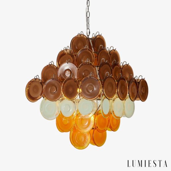 Lampa wisząca metalowa nikiel i brąz Suono do salonu, widok od przodu