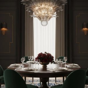 Terra - lampa wisząca z okrągłą formą i czterema poziomami przydymionych kul