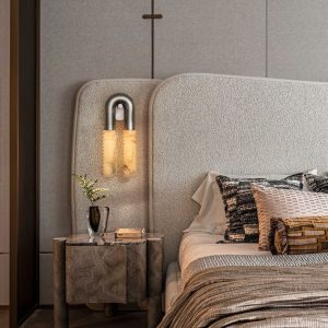 Tomar - lampa wisząca alabastrowa, biały klosz na metalowym mocowaniu