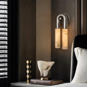 Tomar - lampa wisząca nikiel i biały, detal górnego mocowania