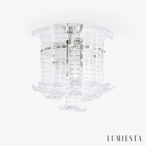 Lampa sufitowa szklana chromowana Torino - widok z przodu, podwójne szklane klosze