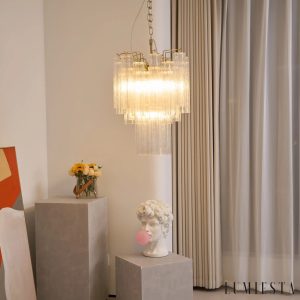 Toscana - szklano metalowa lampa wisząca z niklowanym wykończeniem, detal górnej części