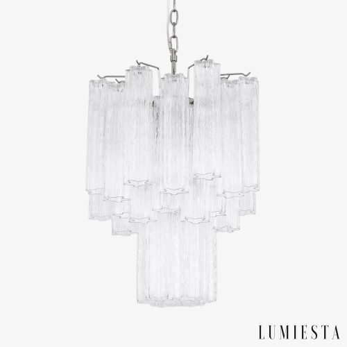 Lampa wisząca szklano metalowa nikiel Toscana do salonu, widok ogólny