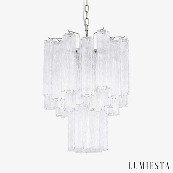 Lampa wisząca szklano metalowa nikiel Toscana do salonu, widok ogólny