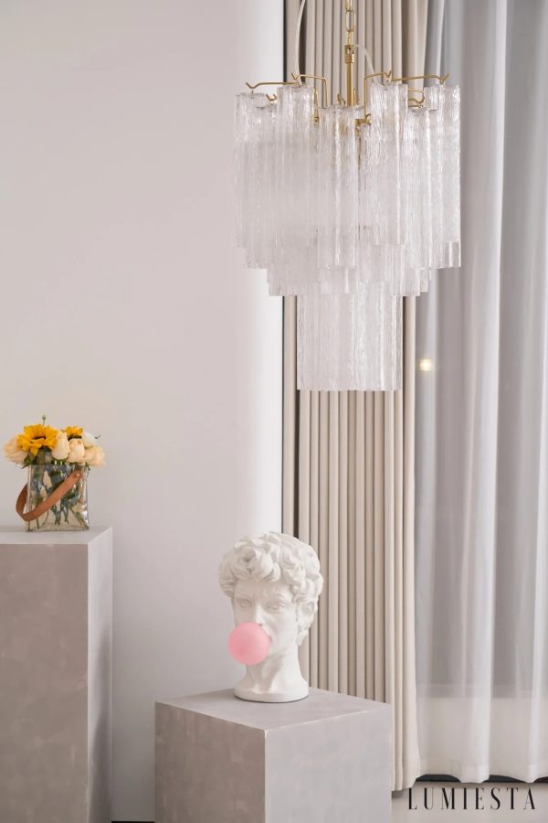 Toscana - szklano metalowa lampa wisząca, detal połączenia szkła i metalu