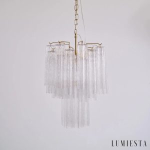 Lampa wisząca Toscana nikiel, pełny widok modelu w stylu glamour