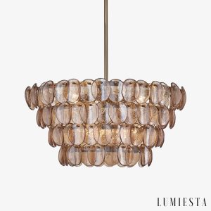 lampa wisząca złota z bursztynowym szkłem Ultimo - widok od przodu