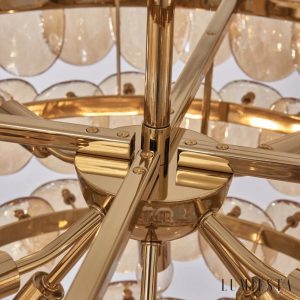 Ultimo - lampa wisząca z metalową obręczą i bursztynowym szkłem