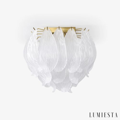 Lampa sufitowa szklany klosz złota glamour Unico, widok od przodu