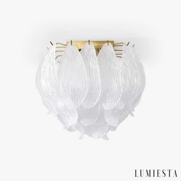 Lampa sufitowa szklany klosz złota glamour Unico, widok od przodu