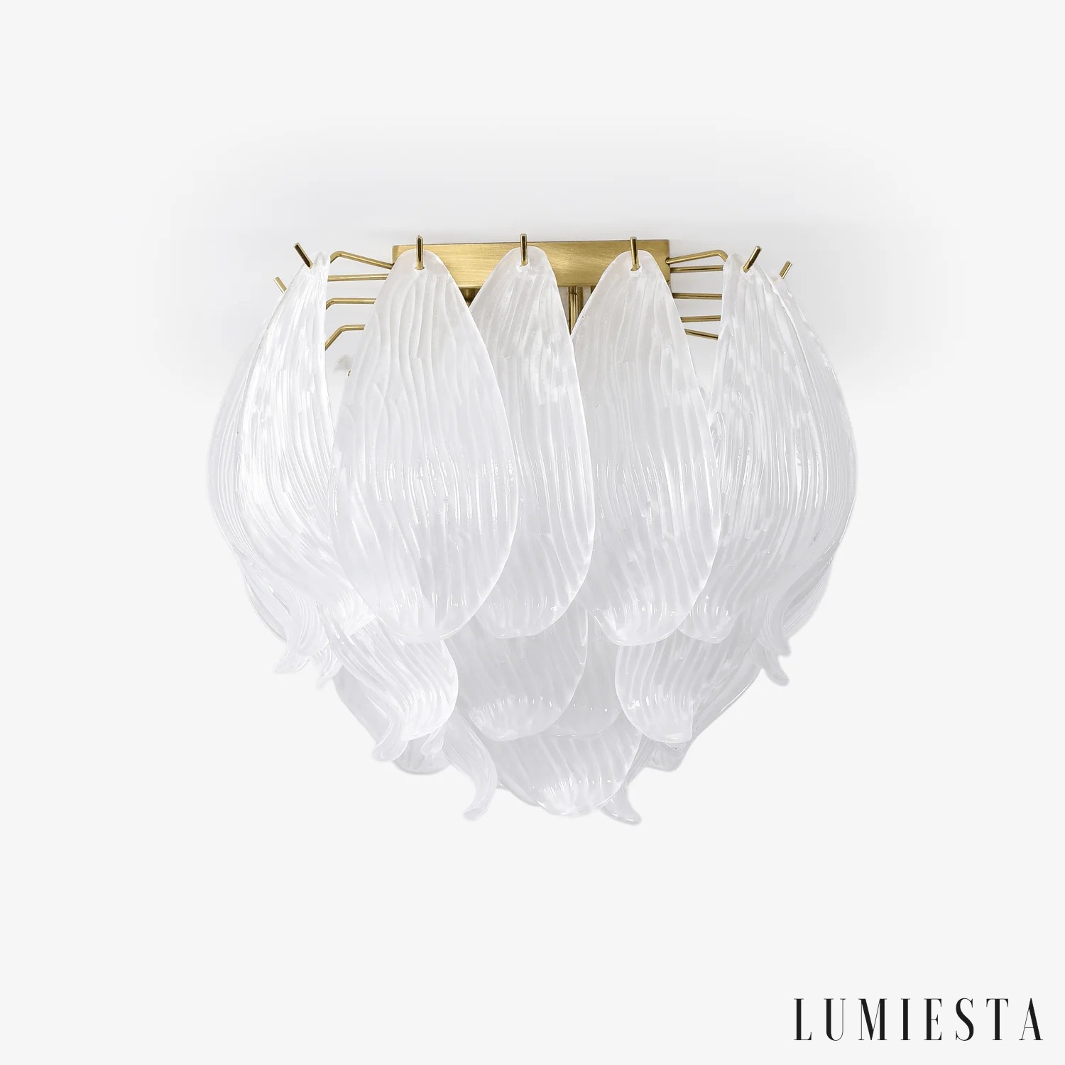 Lampa sufitowa szklany klosz złota glamour Unico, widok od przodu