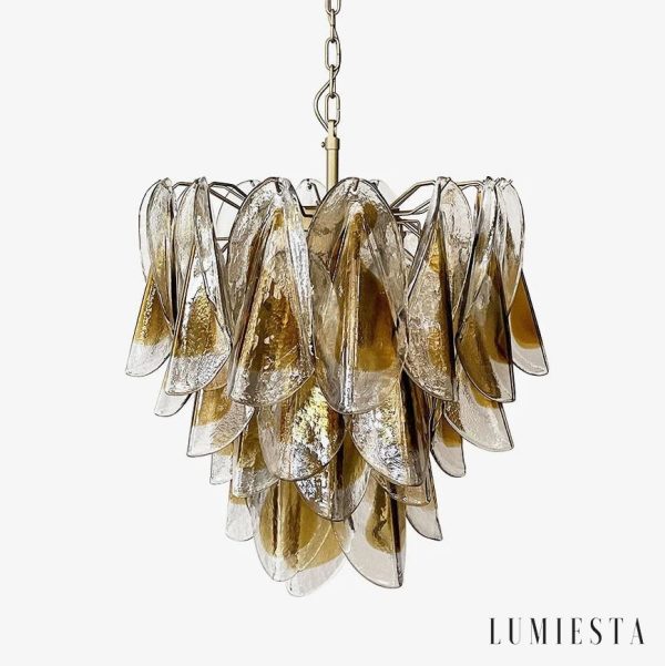 Lampa wisząca złota z bursztynowym szkłem Urbino - widok z przodu