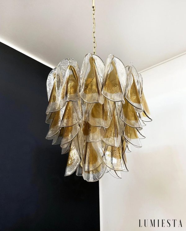 Lampa wisząca Urbino - złote wykończenie i bursztynowe szkło od środka