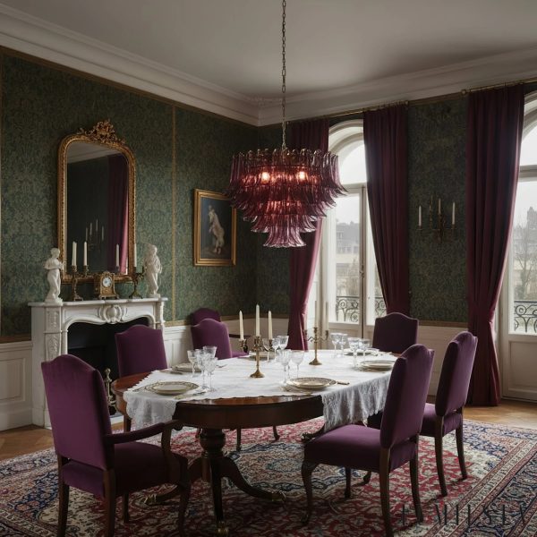 Lampa wisząca Vampa z ametystowym szkłem, detal górnej części